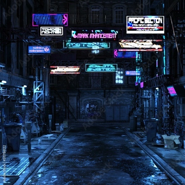 Obraz 3d-illustration of a futuristic cyberpunk city, background picture