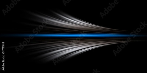 Fototapeta Abstract blue wave on black background	