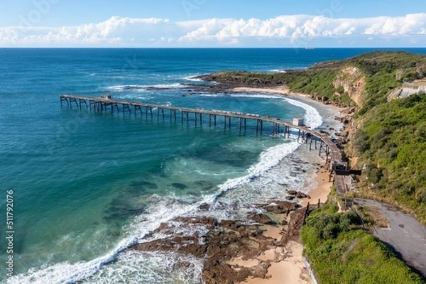 Fototapeta Catherine Hill Bay - NSW Australia - The jetty was once used to load coal from adjacent coal mines, it is now a iconic landmark in the area