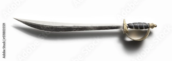 Fototapeta a pirate's cutlass sword isolated on white. 3D Rendering, illustration