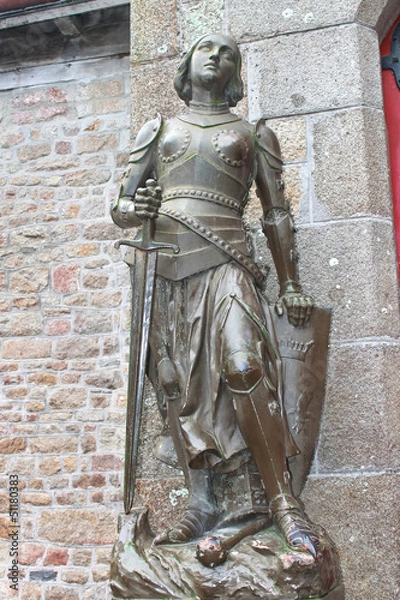 Obraz Statue of Joan of  Arc in the abbey of Mont Saint Michel. Norman