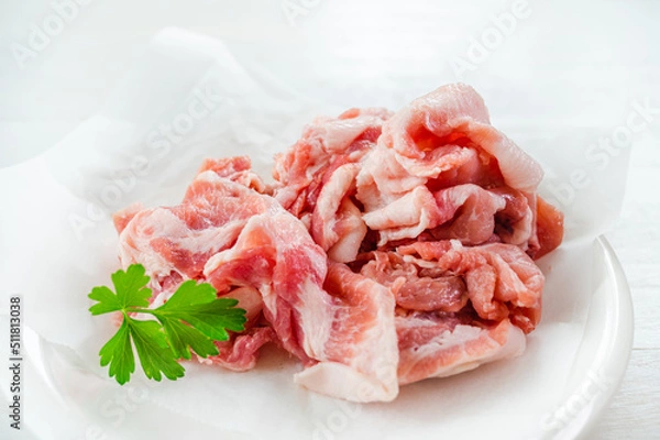Fototapeta 脂身の多い豚のこま切れ肉
