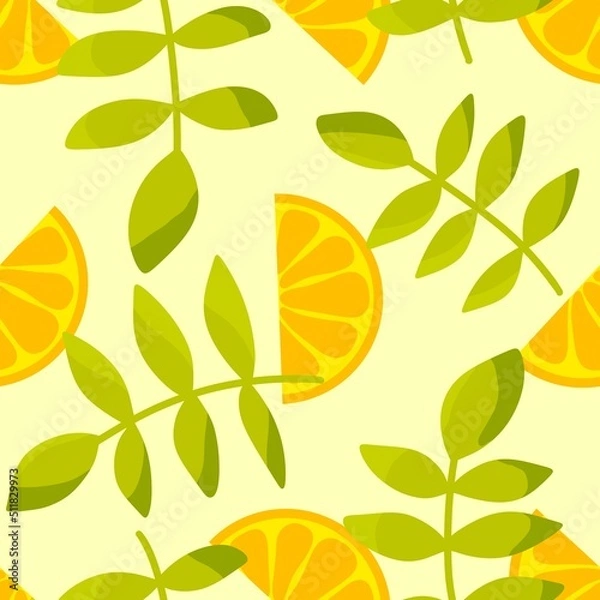 Fototapeta Summer fruit seamless oranges pattern for fabrics and textiles and packaging and linens and kids and wrapping paper
