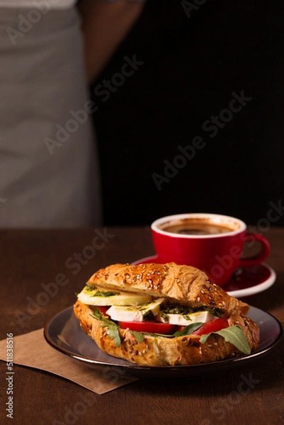 Fototapeta Croissant with salty filling