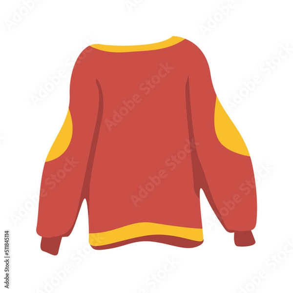 Obraz Autumn yellow-red sweater in a flat style. Vector image.