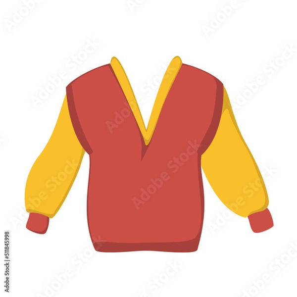 Obraz Autumn yellow-red sweater in a flat style. Vector image.