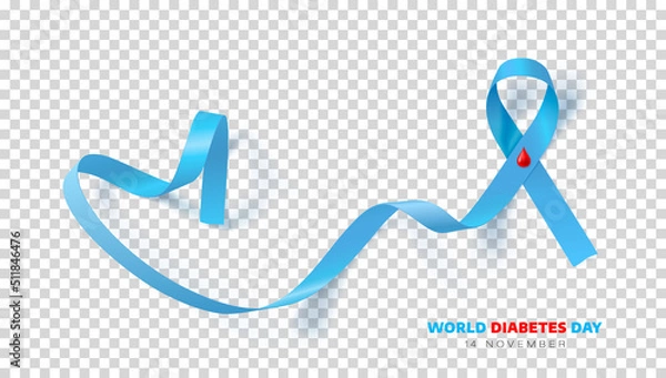 Fototapeta World diabetes day awareness ribbon on transparent background.