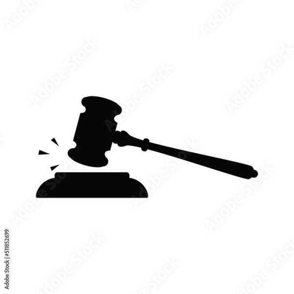Fototapeta Judges gavel silhouette icon, flat vector illustration for UI graphic design.