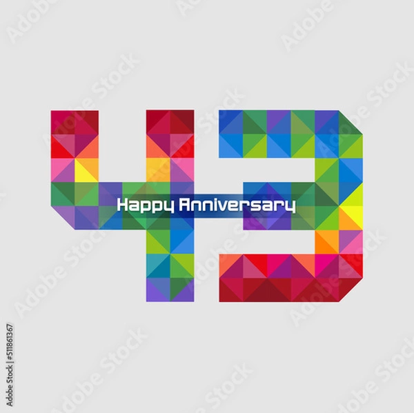 Fototapeta Vector abstract, modification number 43 for symbol or icon celebration forty tthree year happy anniversary.