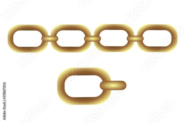 Fototapeta The chain is a golden vector. The links of the chain are gold. Realistic chain and links. the 3d chain is large. Luxury illustration