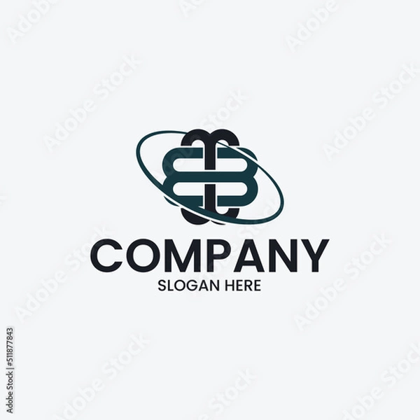 Fototapeta Vector template of letter B or BB logo with orbital spin. suitable for technology, network, connection, communication etc.