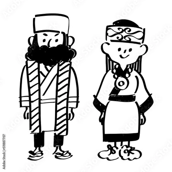 Obraz アイヌ民族　イラスト　白黒