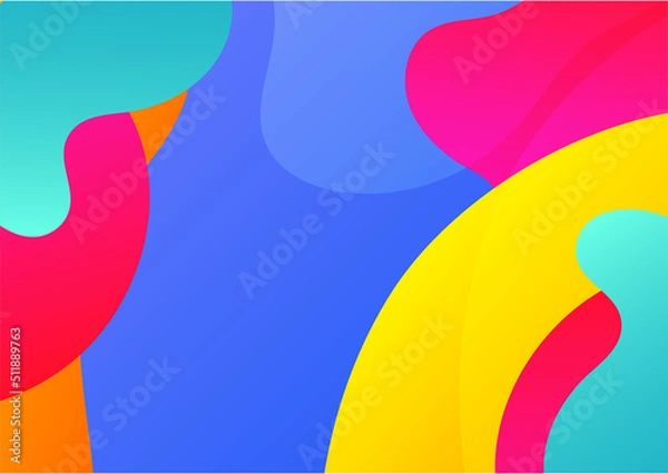 Obraz Colorful gradient memphis geometric pattern background texture for poster cover design. Minimal color abstract gradient banner template. Modern vector shape for business presentation and social media