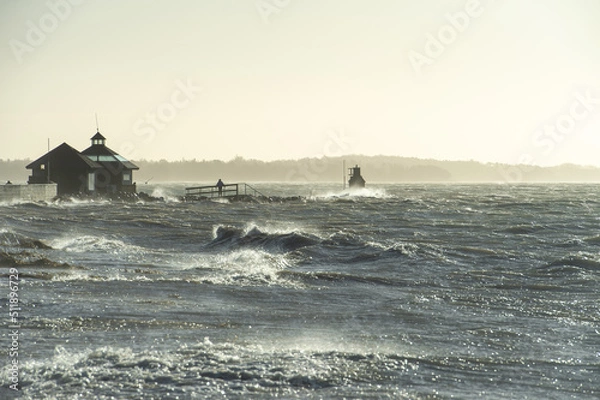 Fototapeta high tide during storm