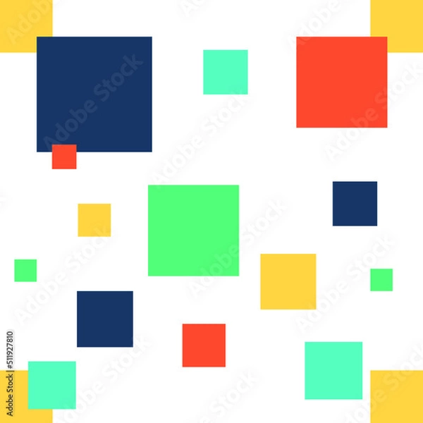 Obraz Vector geometric seamless pattern. 5 color squares pattern with background. Vector illustration. 