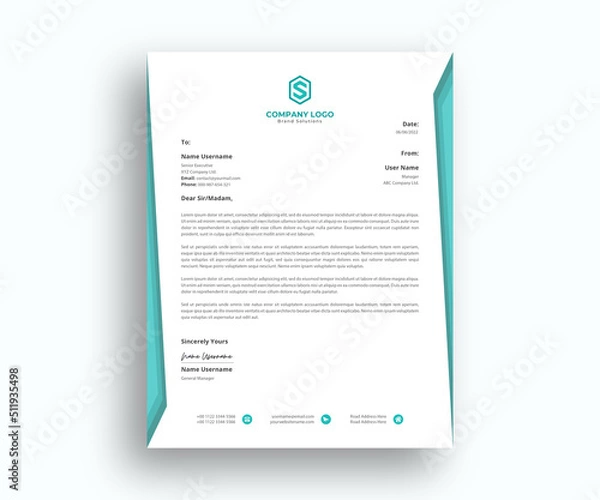 Obraz unique corporate formal letterhead Design template