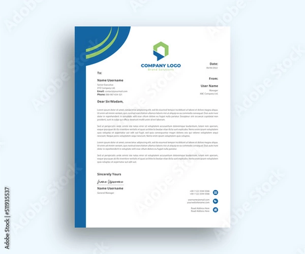 Obraz modern professional formal letterhead Design template