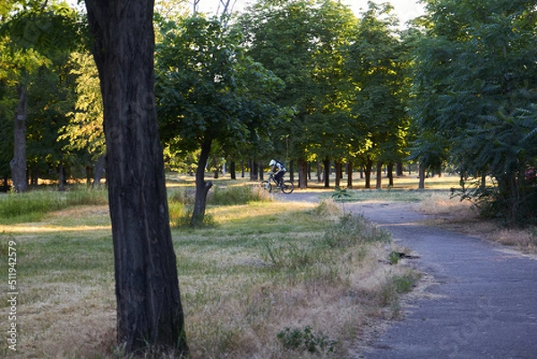 Obraz man rides a bicycle