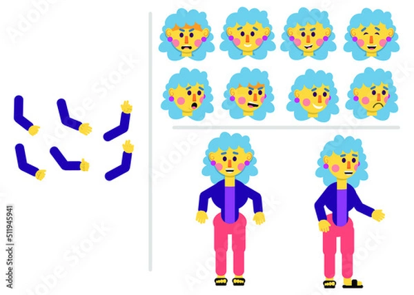 Obraz Woman flat vector character for animation.