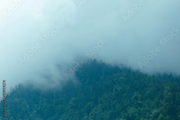 Obraz gray clouds over green mountains