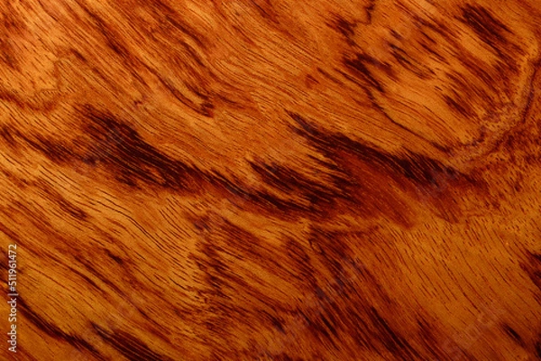 Fototapeta Guitar deck made of bubinga tree. Pretty surface of guitar deck - macro. Background picture.