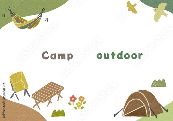 Obraz キャンプ・アウトドアのかわいいフレーム素材