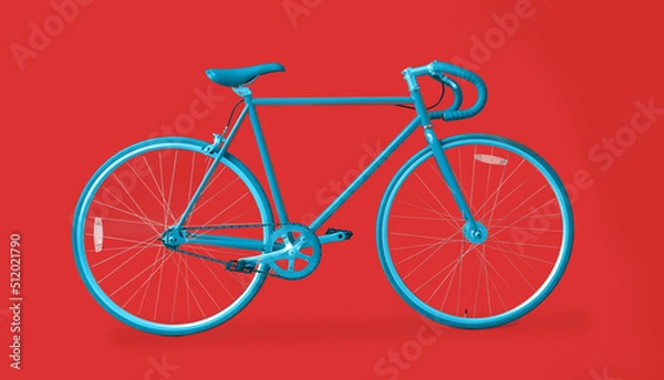 Fototapeta Modern bicycle on red background
