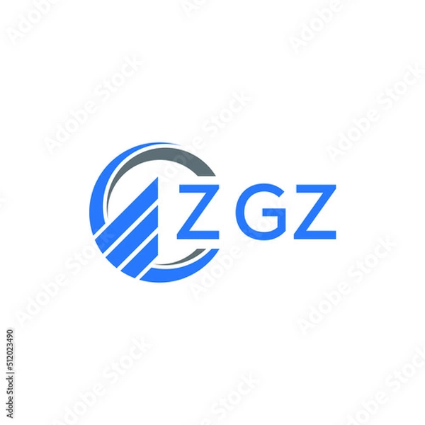 Fototapeta ZGZ Flat accounting logo design on white background. ZGZ creative initials Growth graph letter logo concept. ZGZ business finance logo design. 