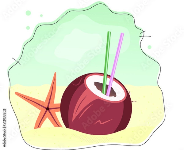 Fototapeta beach with coconut