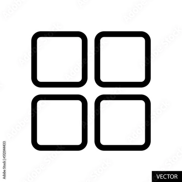 Fototapeta 2X2 Grid squares, Menu, Category vector icon in line style design for website design, app, UI, isolated on white background. Editable stroke. Vector illustration.