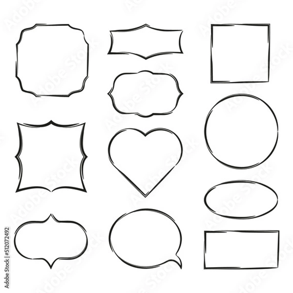 Obraz Vector contour shaped ornate frames on white background