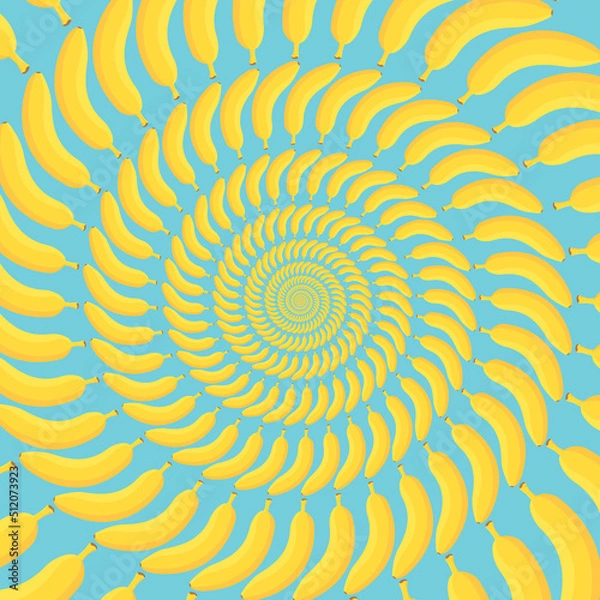 Fototapeta Vector illustration of bananas lined up in a spiral arrangement