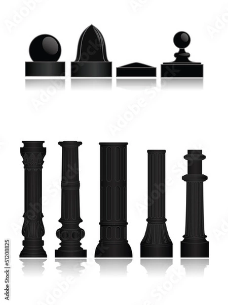 Fototapeta Collection of various decorative post bases and caps