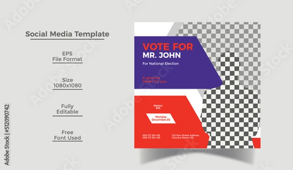 Obraz Election social media post design or Instagram post banner and square flyer template 