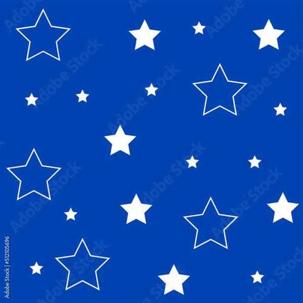 Fototapeta Simple classic Christmas seamless pattern with stars for background, wrapping paper, fabric, surface design. Blue background
