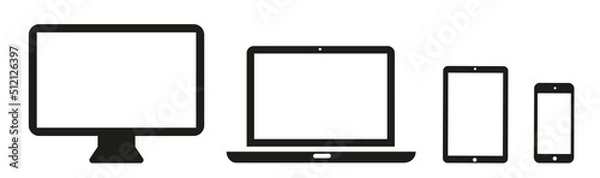 Fototapeta Device icons set. Smartphone, tablet, laptop, desktop computer symbol. Flat style icon - stock vector.