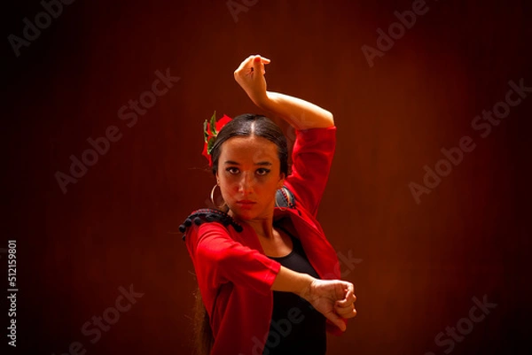 Obraz Bailarina de flamenco con torera roja