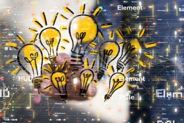 Fototapeta Global network. Blockchain. 3D illustration. Neural networks and artificial intelligence. Abstract