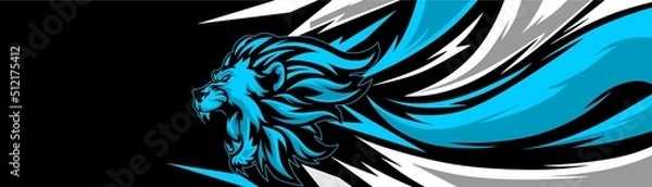 Fototapeta Abstract Car decal design vector. Graphic abstract lion head stripe racing background kit designs for wrap vehicle, race car, rally, adventure and livery