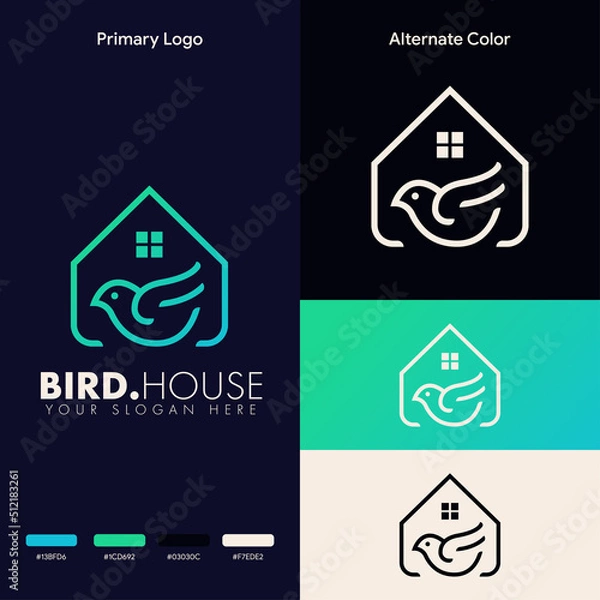 Obraz simple bird house logo design