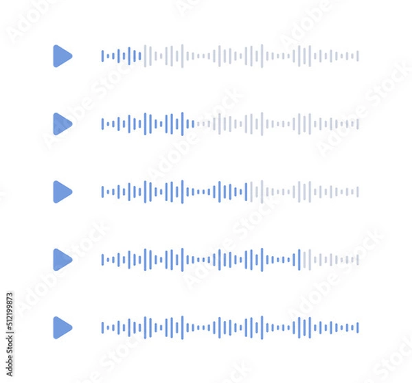 Fototapeta Social sound message. Audio wave of voice. Podcast soundwave line. Record music player. Volume equalizer icon with spectrum noise and button. Shapes mobile talk track for media app Vector illustration