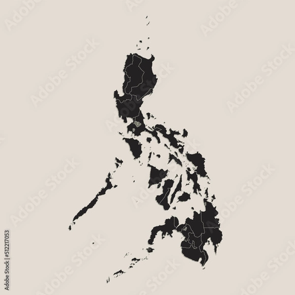 Obraz Black map of Philippines, design blackboard, blank