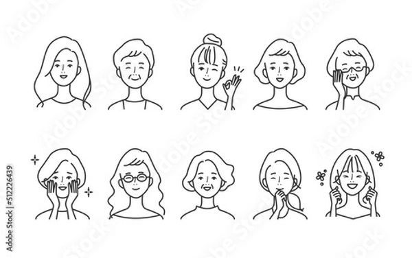 Obraz いろいろな年代の笑顔の女性セット