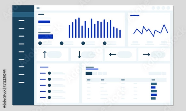 Fototapeta Dashboard ui flat wireframe concept illustration 