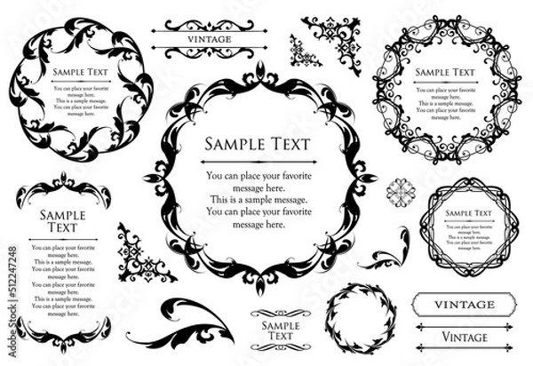 Fototapeta 高級感のある　フレームデザイン　テンプレートセット　ラグジュアリー　ゴージャス　ビンテージ　アンティーク