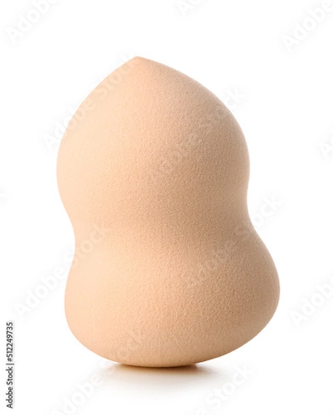 Fototapeta Beige makeup sponge on white background