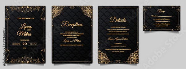 Obraz luxury vintage wedding invitation set
