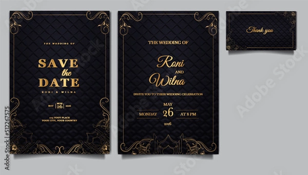 Obraz luxury wedding invitation card set