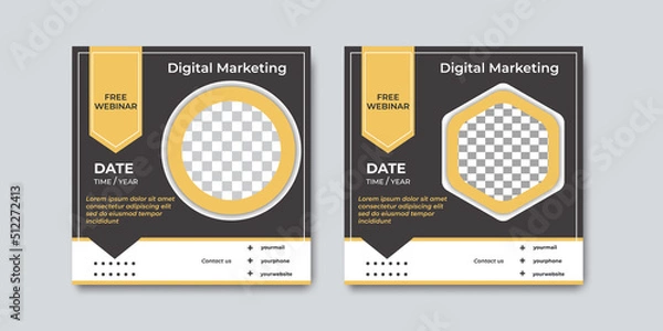 Fototapeta Minimalist modern social media post template with brown background. Suitable for webinars, seminars, marketing, flyer and other events. Vector graphics modern background.