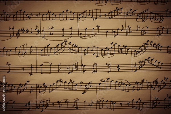 Obraz Texture of old handwritten notes, old notes background, selective focus